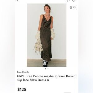 Free People Maybe Forever Lace Slip Maxi Dress size 4